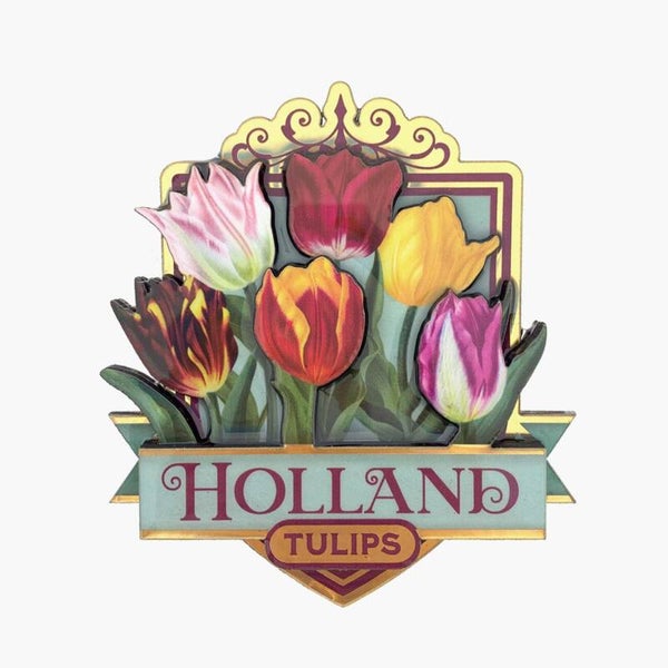 12021 - Magneet mdf/epoxy 'pretty tulips' Holland - groen