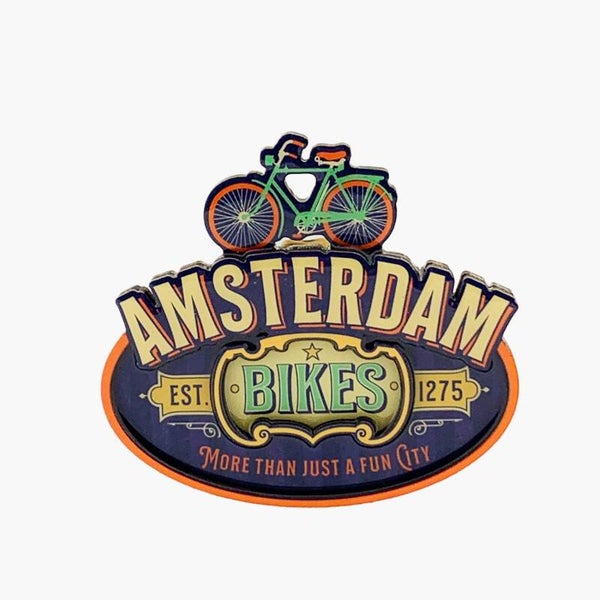 12061 - Magneet mdf/epoxy vintage bikes Amsterdam