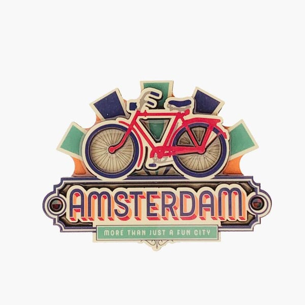 12064 - Magneet mdf/epoxy vintage bike fun city Amsterdam