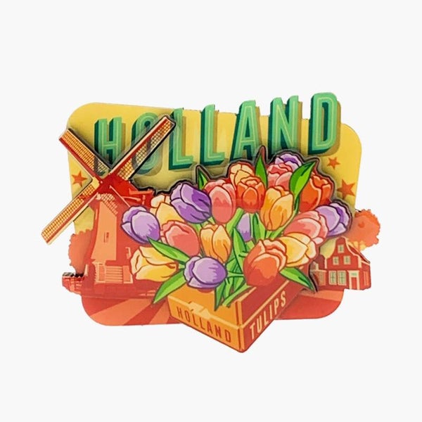 12066 - Magneet mdf/epoxy vintage tulips Holland