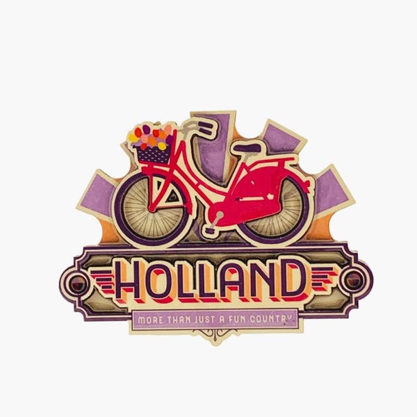 12069 - Magneet mdf/epoxy vintage bike fun country Holland