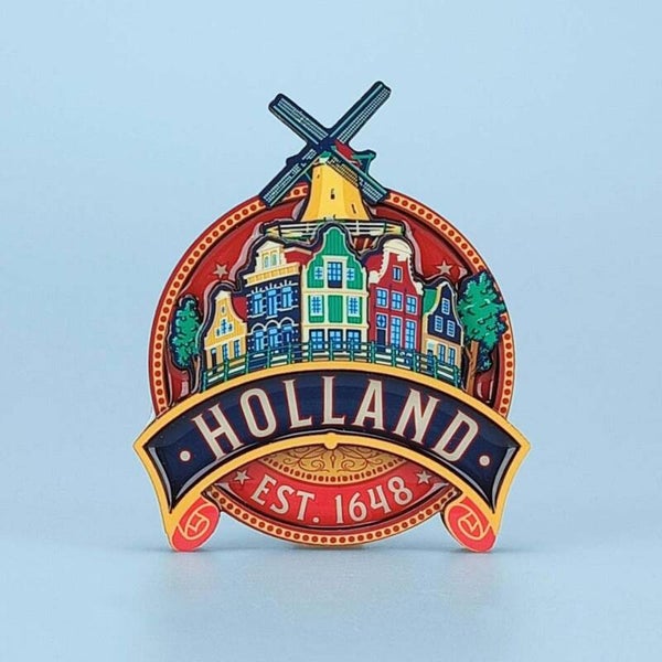 12094 - Magneet mdf/epoxy vintage round label Holland