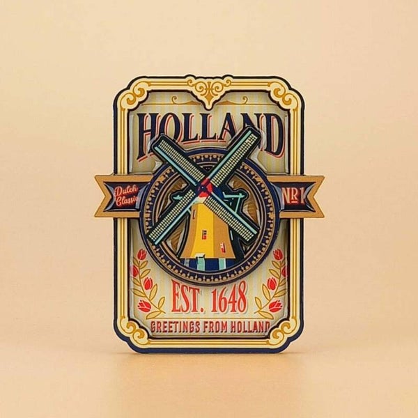 12095 - Magneet mdf/epoxy vintage ship label Holland