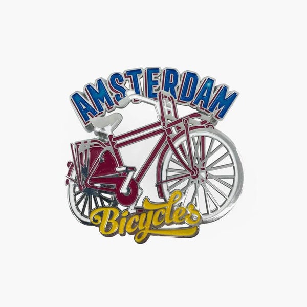12151 - Magneet metaal pop art fiets Amsterdam - rood/blauw
