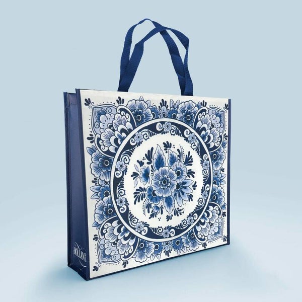 13389 - Shopper bloemen - delftsblauw