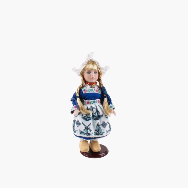 14010 - Pop porselein vrouw 26 cm - blauw