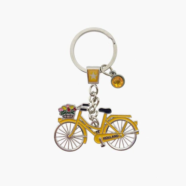 14603 - Sleutelhanger fiets met strass Holland - geel