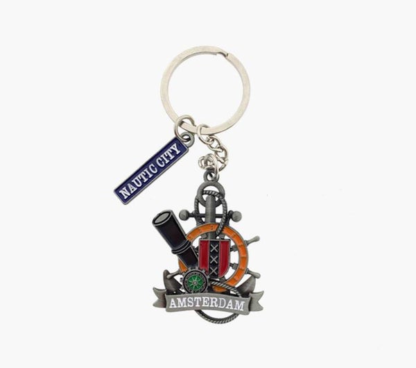 14605 - Sleutelhanger anker Amsterdam - tin