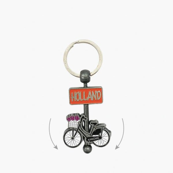14636 - Sleutelhanger spinning fiets Holland - brons