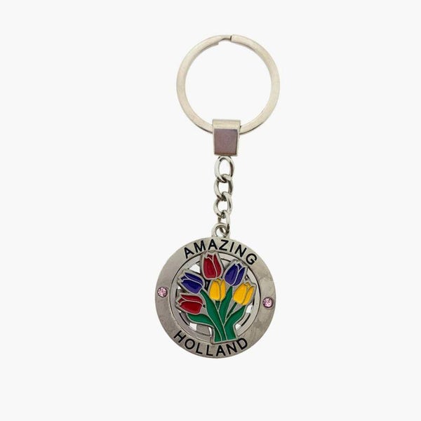 14648 - Sleutelhanger spinner amazing tulips Holland - tin