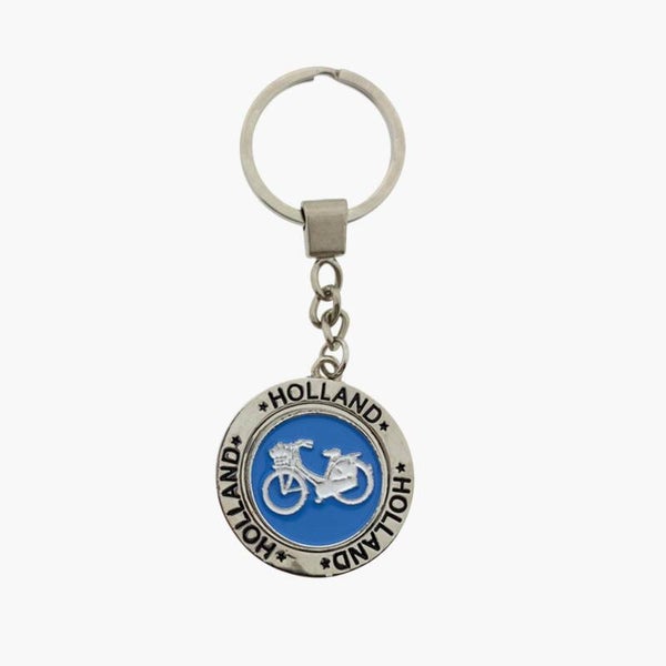 14661 - Sleutelhanger spinner fiets Holland - zilver/blauw