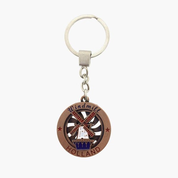 14672 - Sleutelhanger spinner windmolen Holland - brons
