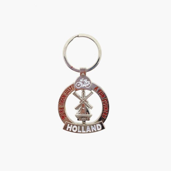 14688 - Sleutelhanger spinner fun country Holland - zilver