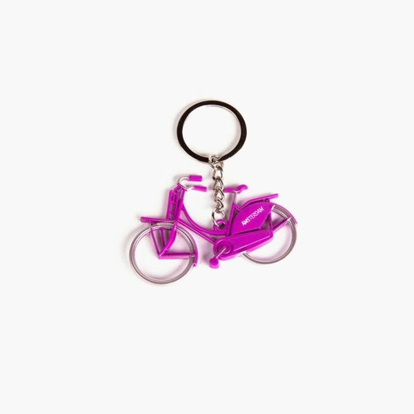 15366 - Sleutelhanger fiets metallic Amsterdam - roze