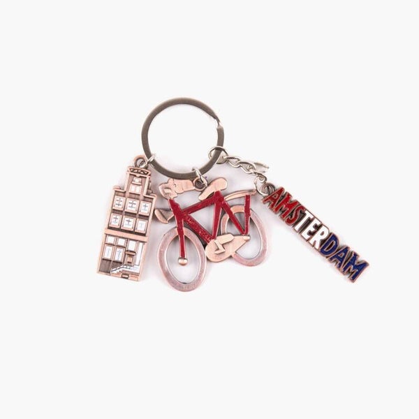 15410 - Sleutelhanger bedels fiets Amsterdam - rood