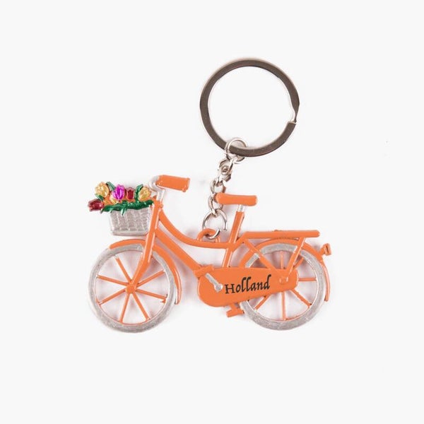 15419 - Sleutelhanger fiets met tulpen Holland - oranje