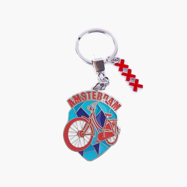 15455 - Sleutelhanger mozaiek fiets Amsterdam - rood