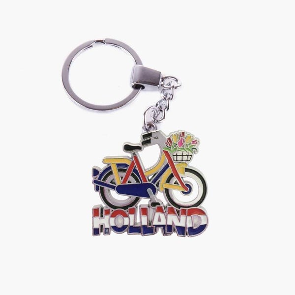 15463 - Sleutelhanger fiets met tulpenmand Holland - blauw