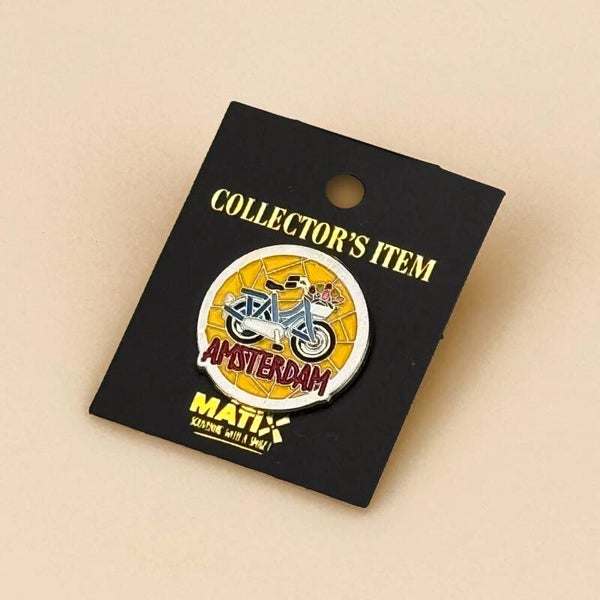 15512 - Pin badge met fiets Amsterdam - zilver