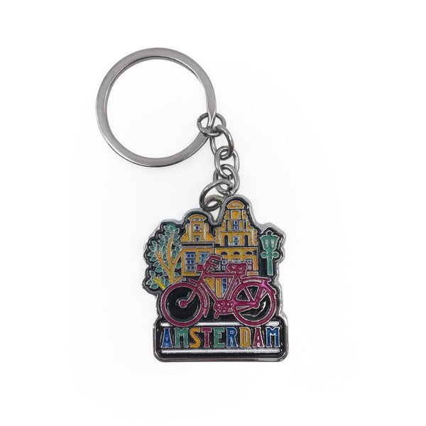15522 -  Sleutelhanger bike city fiets met huisjes msterdam