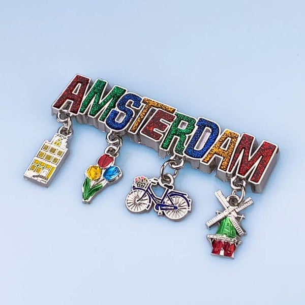 15528 - Magneet metaal bedels kleur Amsterdam – shiny zilver