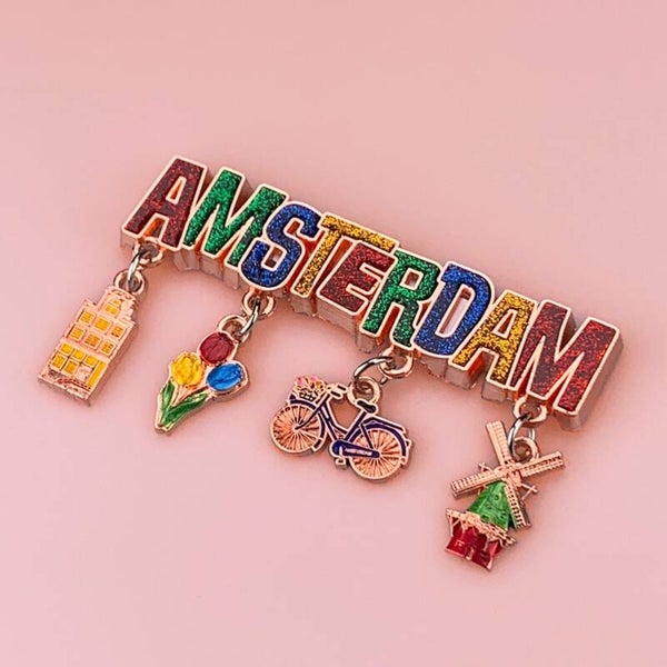 15529 - Magneet metaal bedels kleur Amsterdam – shiny koper