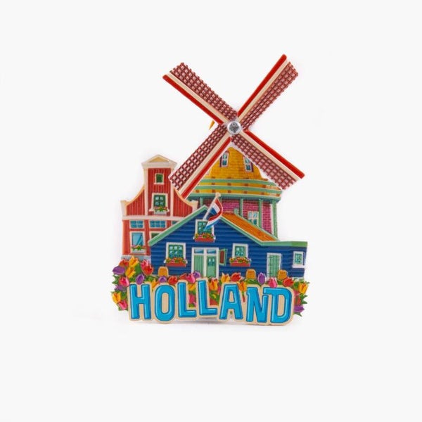 15636 - Magneet polyprint molen Holland - blauw