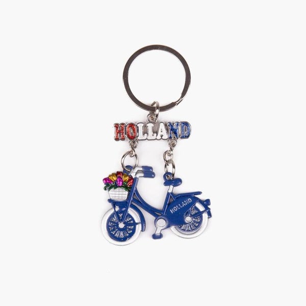 15942 - Sleutelhanger fiets met glitter letters Holland - blauw
