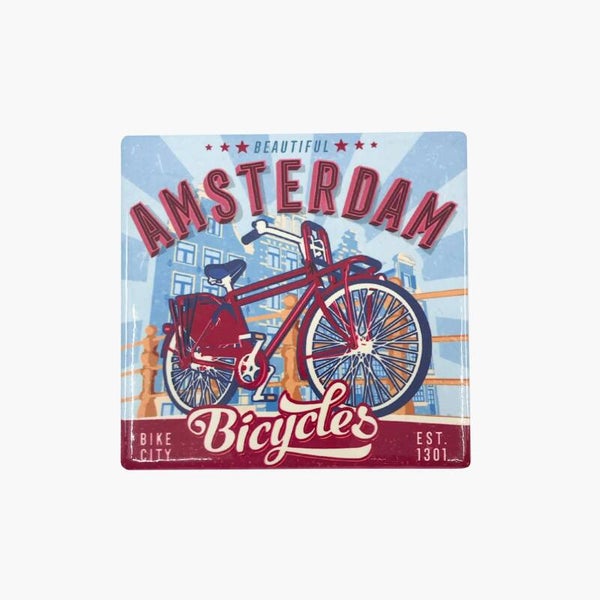 16613 - Coaster keramiek vintage bicycles Amsterdam