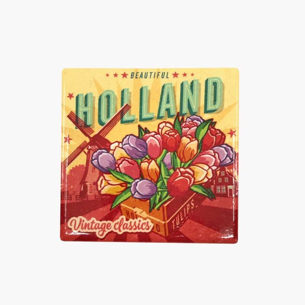 16615 - Coaster keramiek vintage tulpenbos Holland