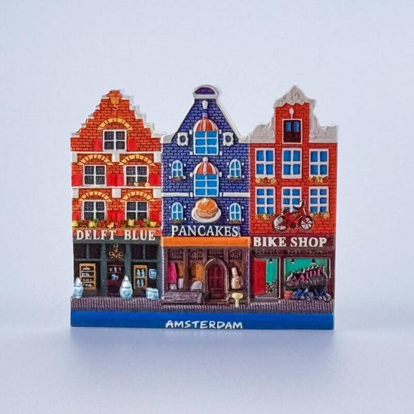 16712 - Magneet polyprint compilatie delftblueshop/pancake/bike Amsterdam