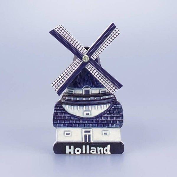 16727 - Magneet polyprint molen Holland - delftsblauw