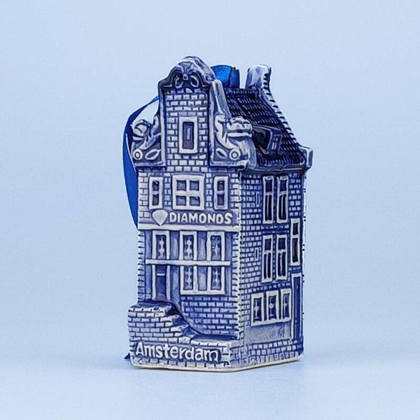 16853 - Kerstornament huisje - delftsblauw