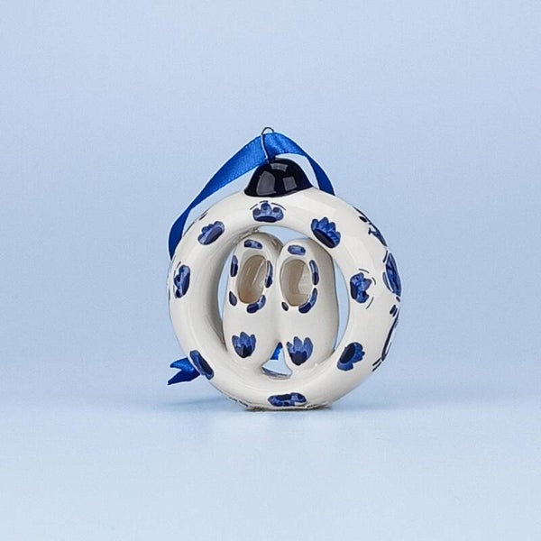 16861 - Kerstornament ring met klompjes - delftsblauw