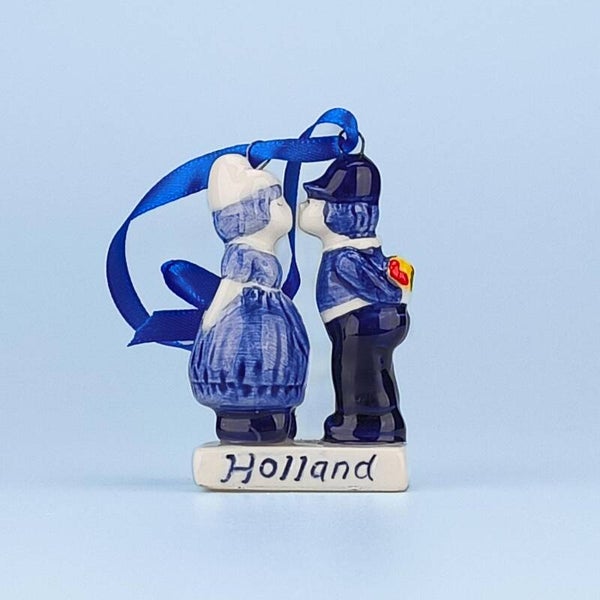 16868 - Kerstornament kuspaar - delftsblauw
