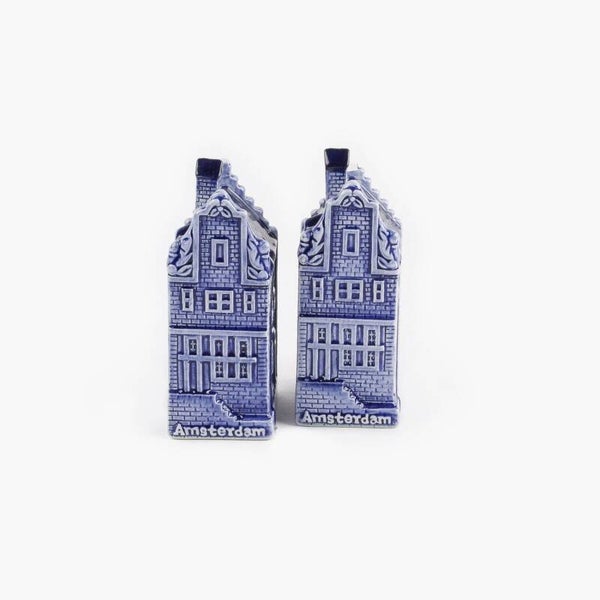 16872 - Peper en zoutstel grachtenhuisjes Amsterdam- delftsblauw