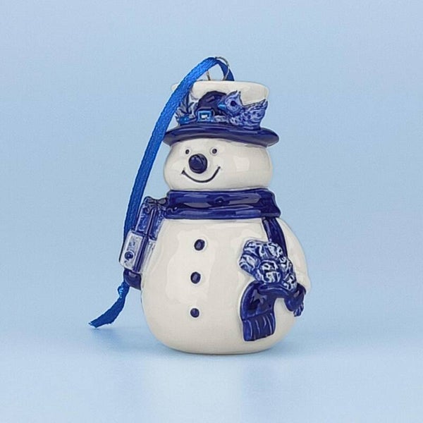 16914 - Kerstornament sneeuwman - delftsblauw