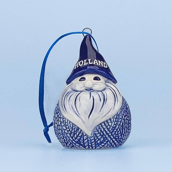 16938 - Kerstornament kerstman met trui - delftsblauw