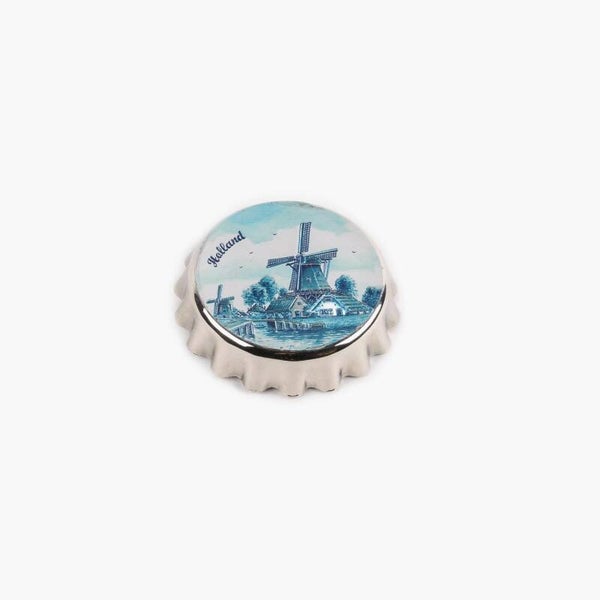 17178 - Magneet opener kroonkurk molen Holland - delftsblauw
