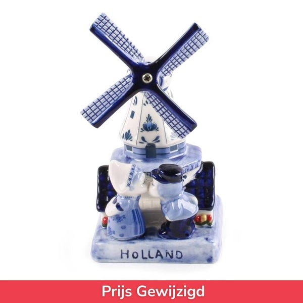 2054 - Stellingmolen kuspaar 10 cm Holland - delftsblauw