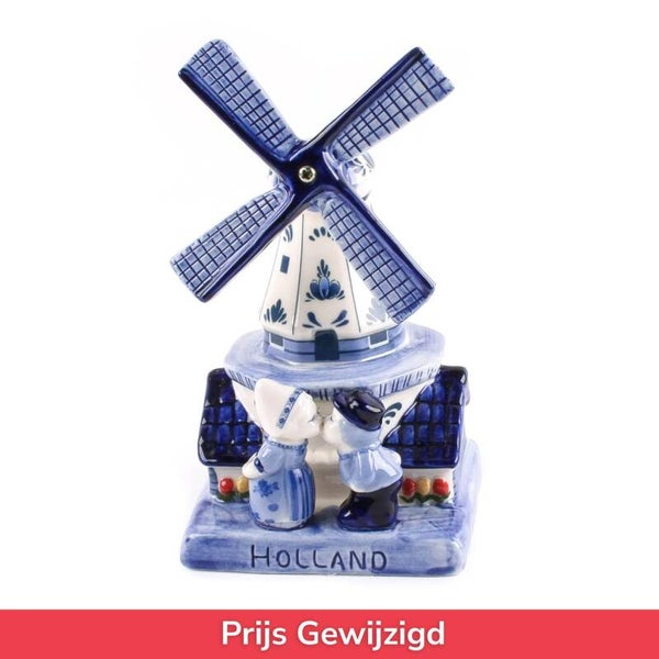 2055 - Stellingmolen kuspaar 12 cm Holland - delftsblauw