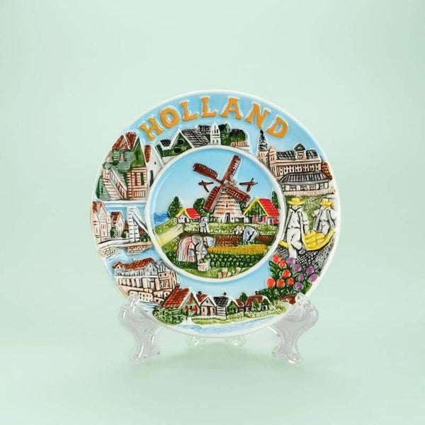 2106 -  Bord molen compilatie 10 cm Holland - multicolor