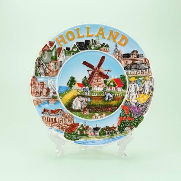 2107 - Bord molen compilatie 15 cm Holland - multicolor