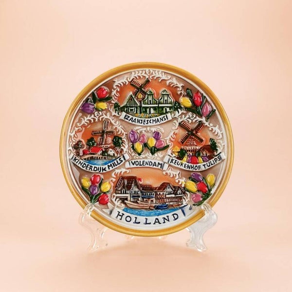 2118 - Bord dorpen compilatie 10 cm Holland - multicolor