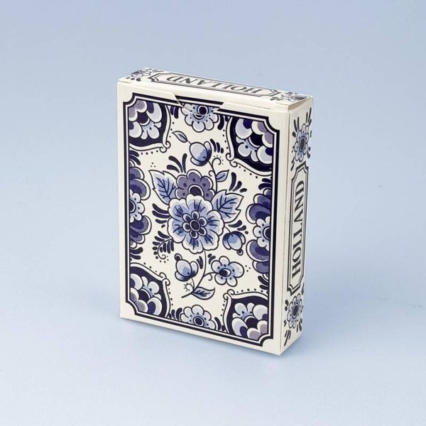 3107 - Speelkaarten bloemen - delftsblauw
