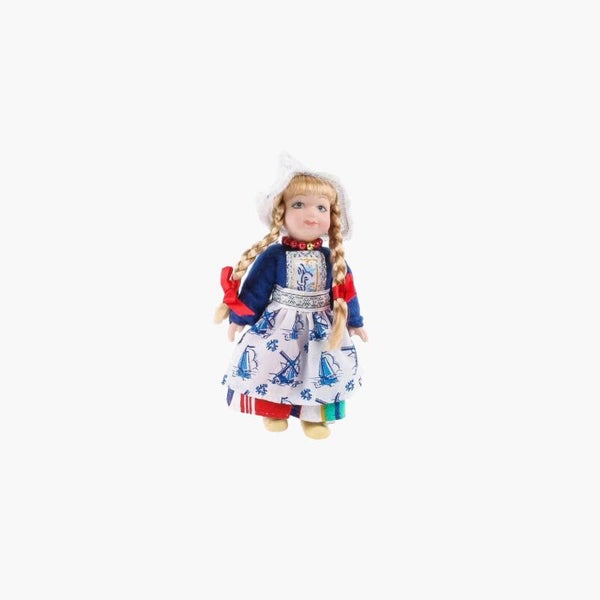 4311 - Pop porselein vrouw 12 cm - blauw