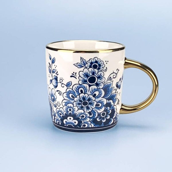 4532 - Beker bloemen - delftsblauw