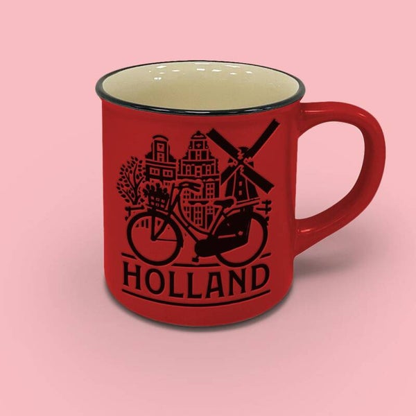 4584 - Beker 'campmug' Holland fiets - rood