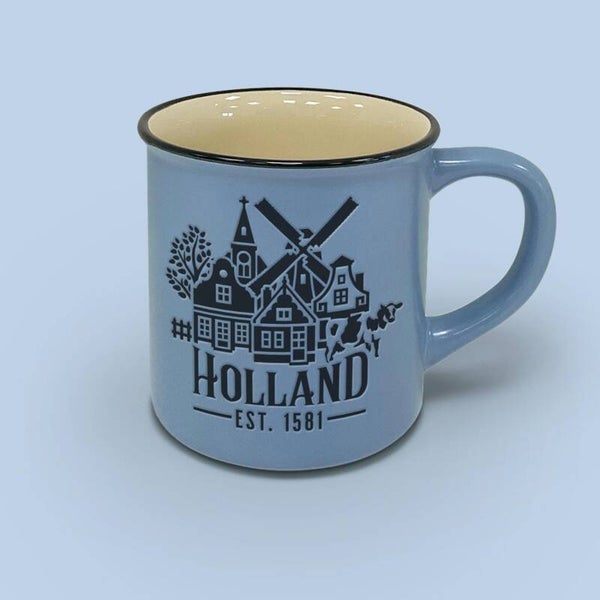 4586 - Beker 'campmug' Holland village - blauw