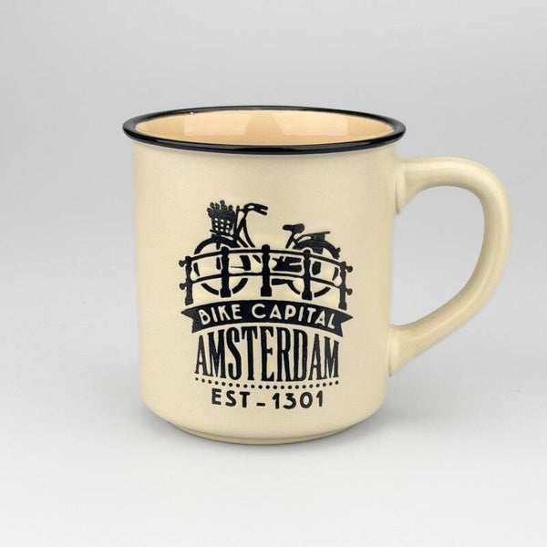 4591 - Beker 'campmug' Amsterdam - wit